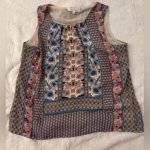 Multicolor Patterned Sleeveless Top Rose & Olive size large